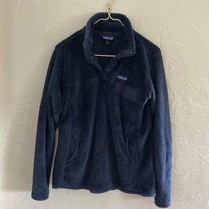 Patagonia Women's Polartec Snap Tool Fleece Long Sleeve Pullover Sweater Blue L